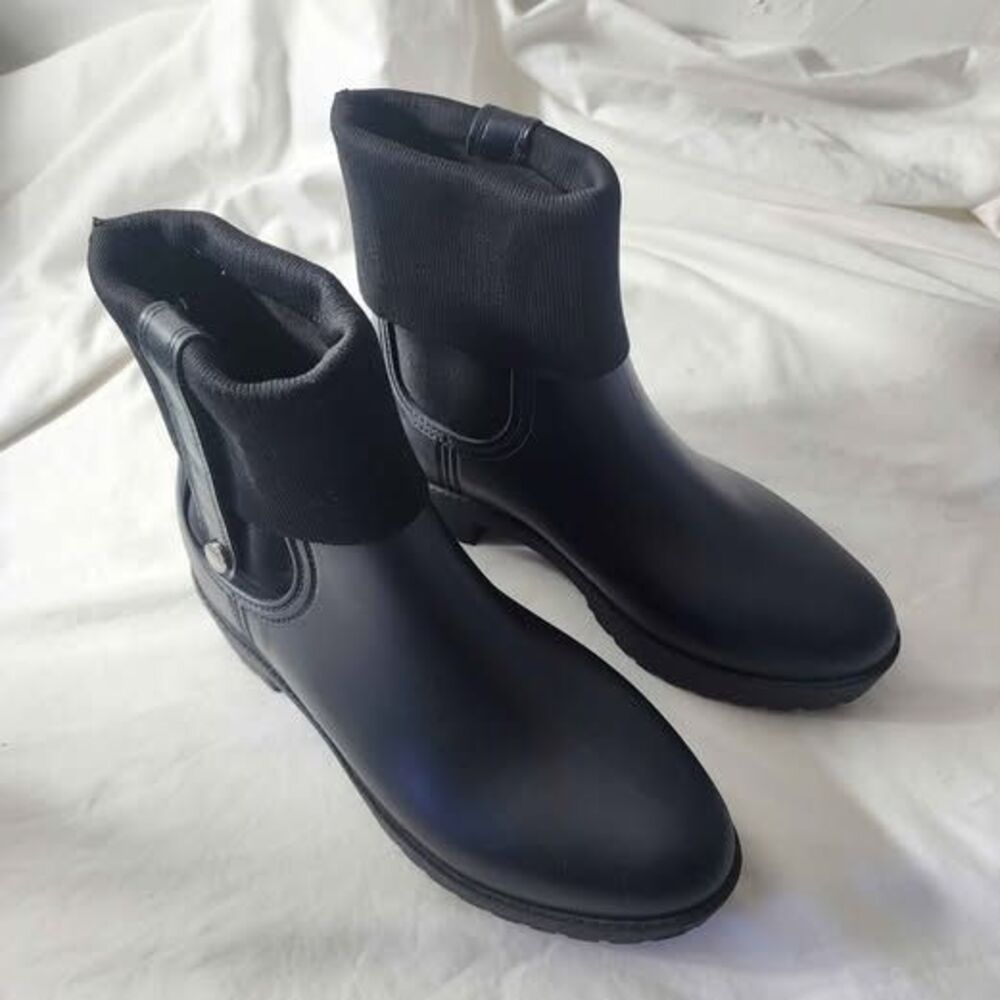 Nautica Black Rain Boots with Knit Cuff